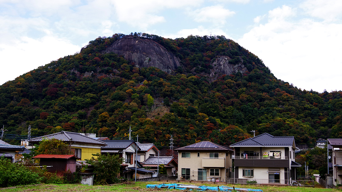 高月橋付近から眺めた岩殿山